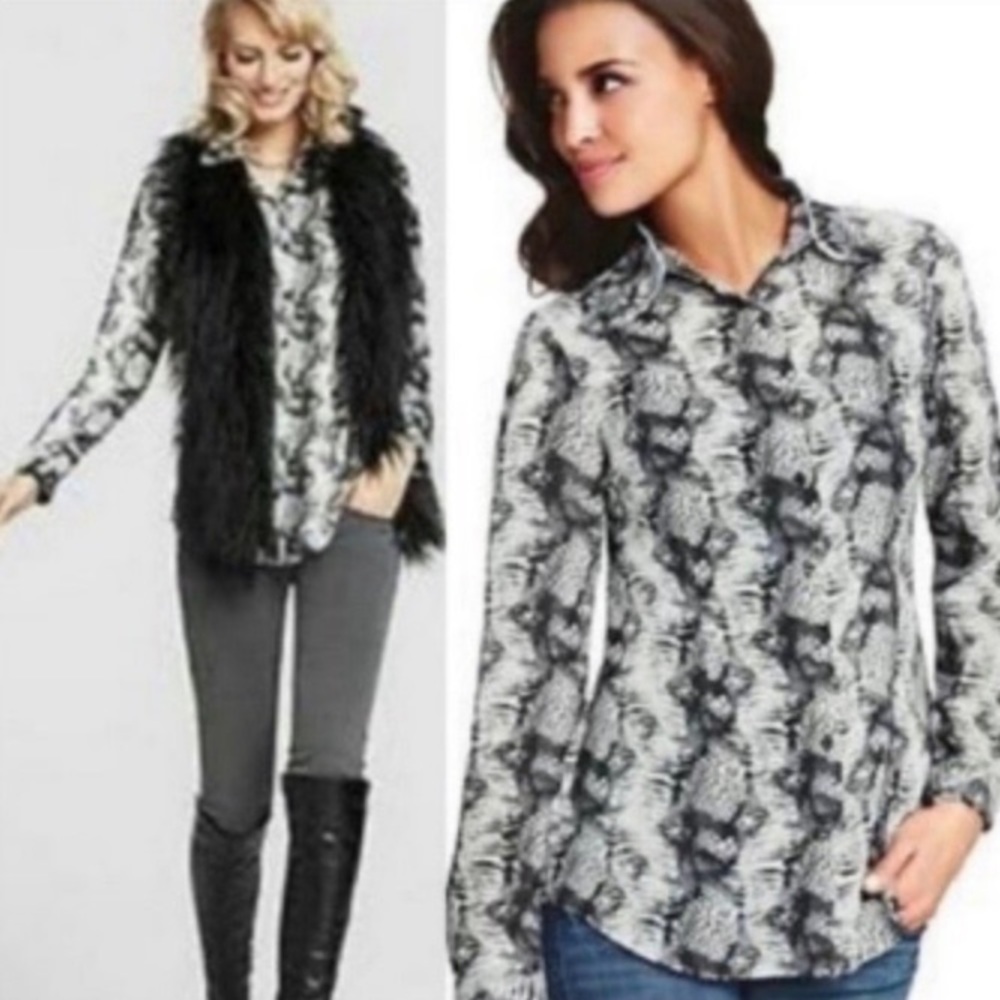 CAbi SNAKESKIN PRINT BUTTON DOWN BLOUSE
